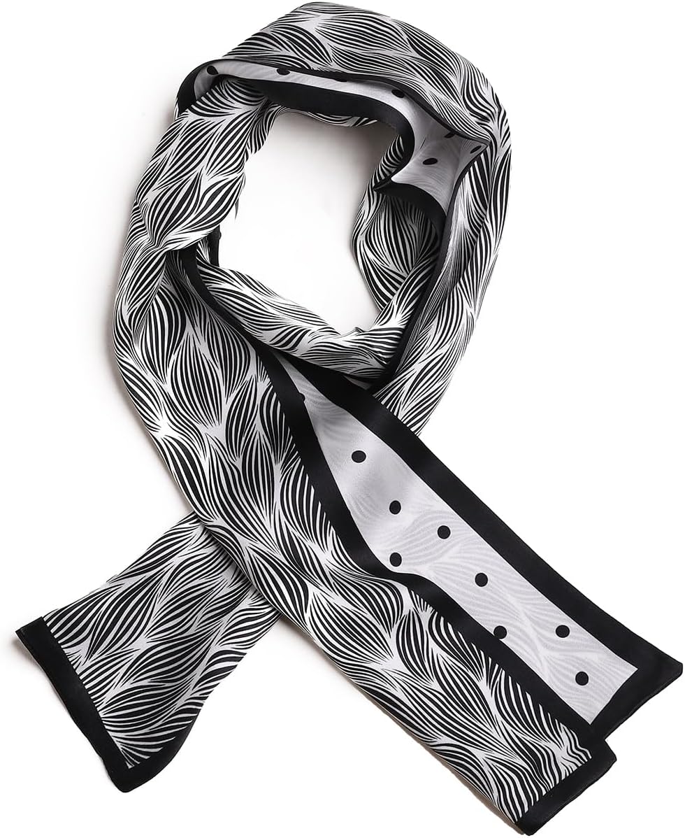 Women's 100% Pure Mulberry Silk Scarf Double Sided Rectangle Tie Head Neck Waist Strip