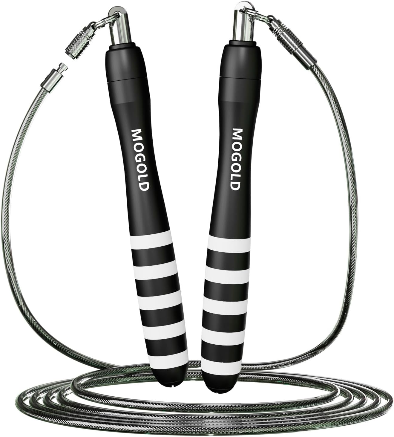 Jump Rope with Weight Blocks – 2mm & 5mm Dual Cables Fast-Clip System for CrossFit, Double Unders, HIIT – Adjustable 9.8-10ft Speed Rope for Men/Women/Kids Home Gym
