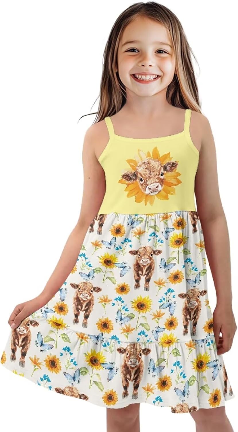 Dresses for Girls 3-14T Spaghetti Strap Midi Sundresses Summer Dress Back to School Dress