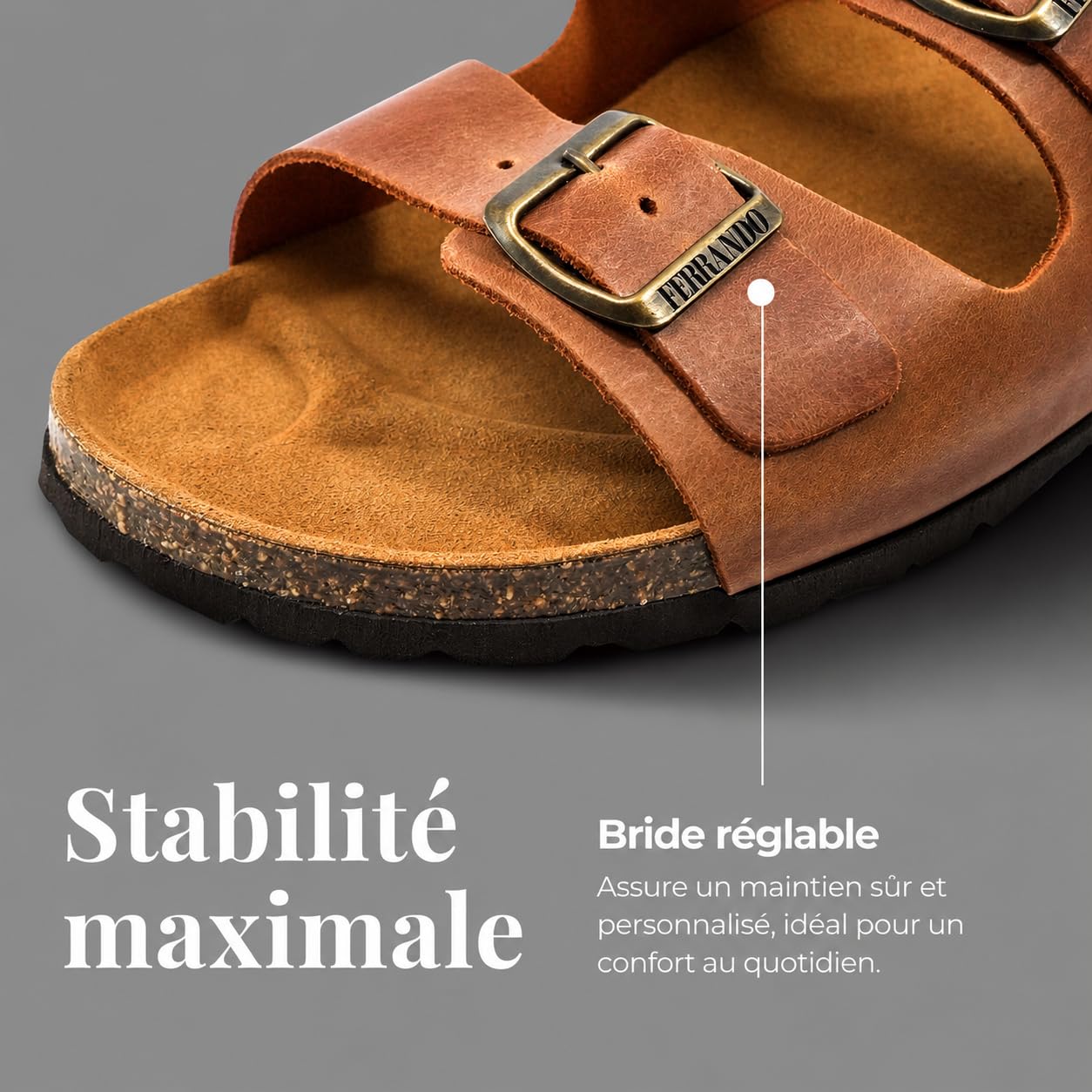 Sandales pour homme en cuir nubuck bio anatomiques confortables en liège naturel été respirantes antidérapantes sabot mules piscine pantoufles plage boucles réglables sans nickel EVA fabriquées en