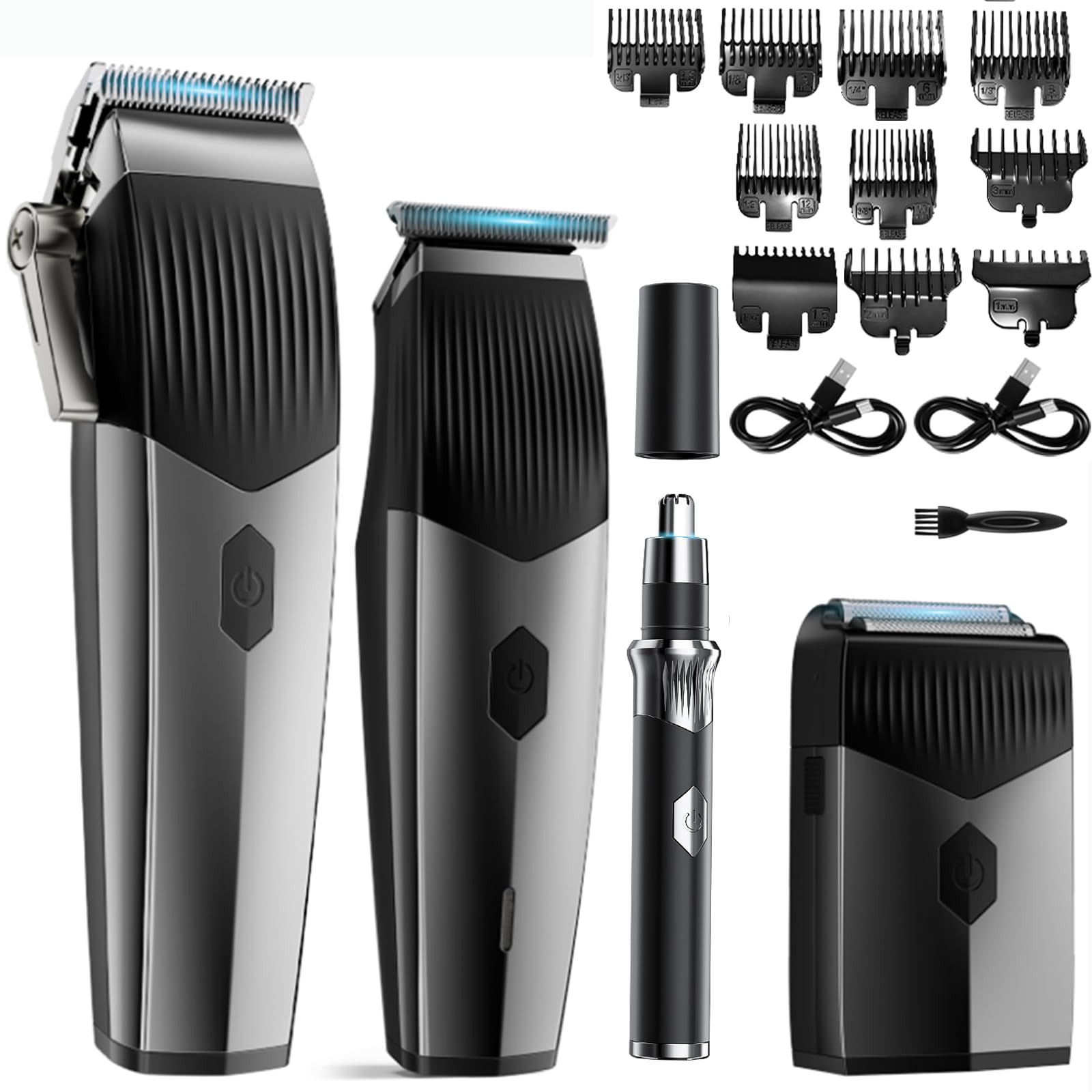 BESTBOMG Haarschneidemaschine Profi, Haarschneider Herren Barber Set Friseur Set mit Elektrorasierer, Haartrimmer Bartschneider Barttrimmer Präzisionstrimmer Folienrasierer Nasenhaartrimmer