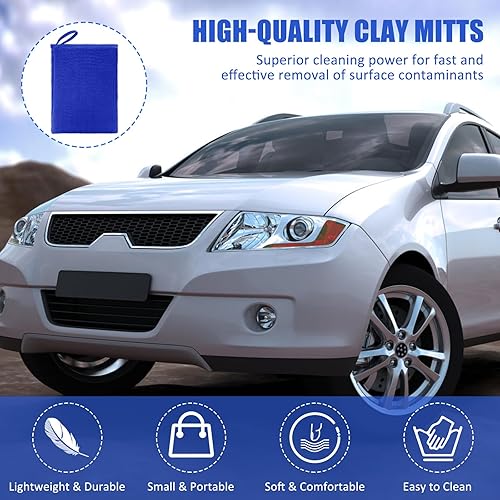 Miniatura 7 de Windspeed Paquete de 2 guantes de arcilla, guantes de barra de arcilla de microfibra para detalles del automóvil, guantes de barra de arcilla de