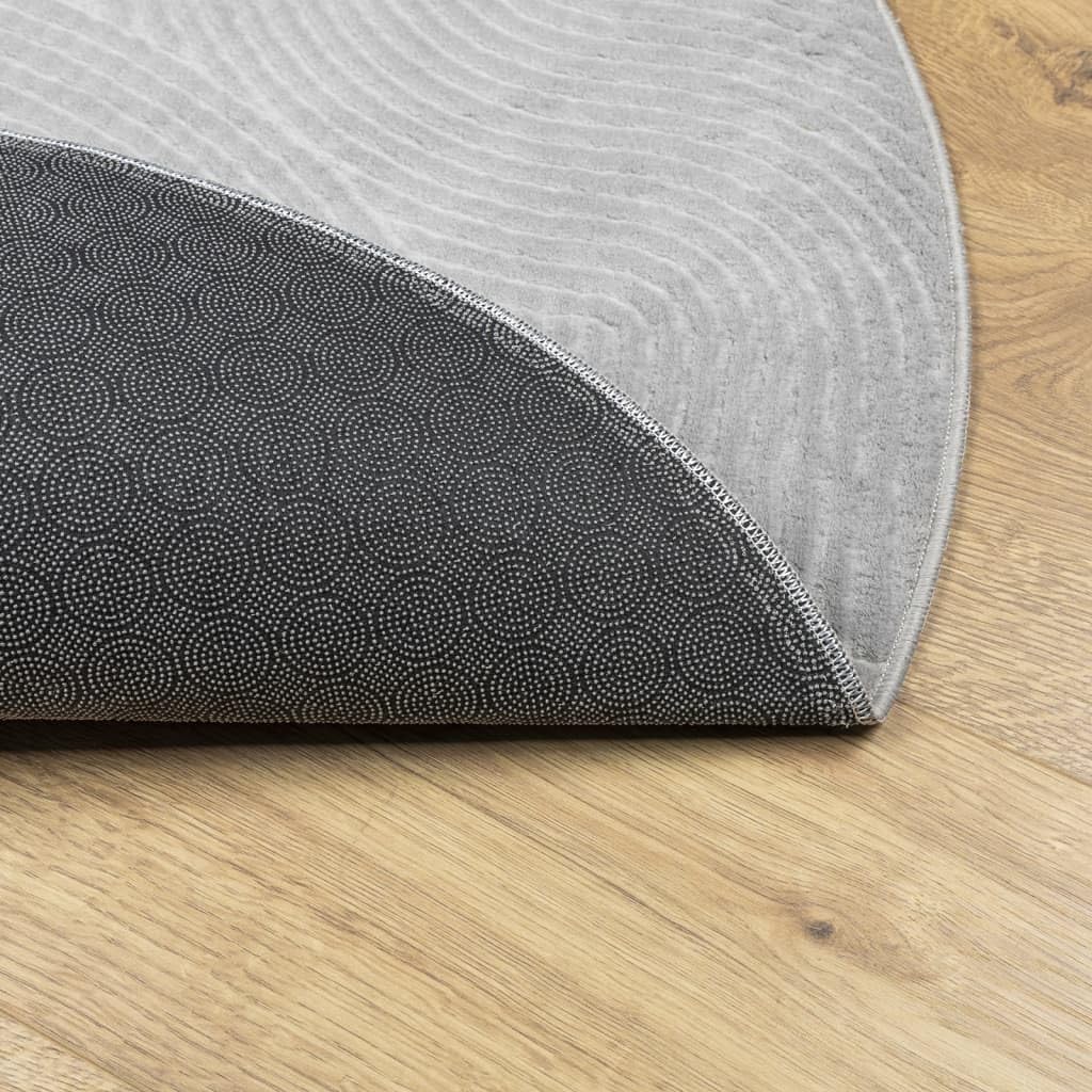 Tapis Rond Salon Poils Courts Style Scandinave IZA, Tapis de Chambre Moderne en Polyester avec Motif Géométrique Relief 3D, Déco Intérieure pour Couloir, Ø 80 cm, Gris