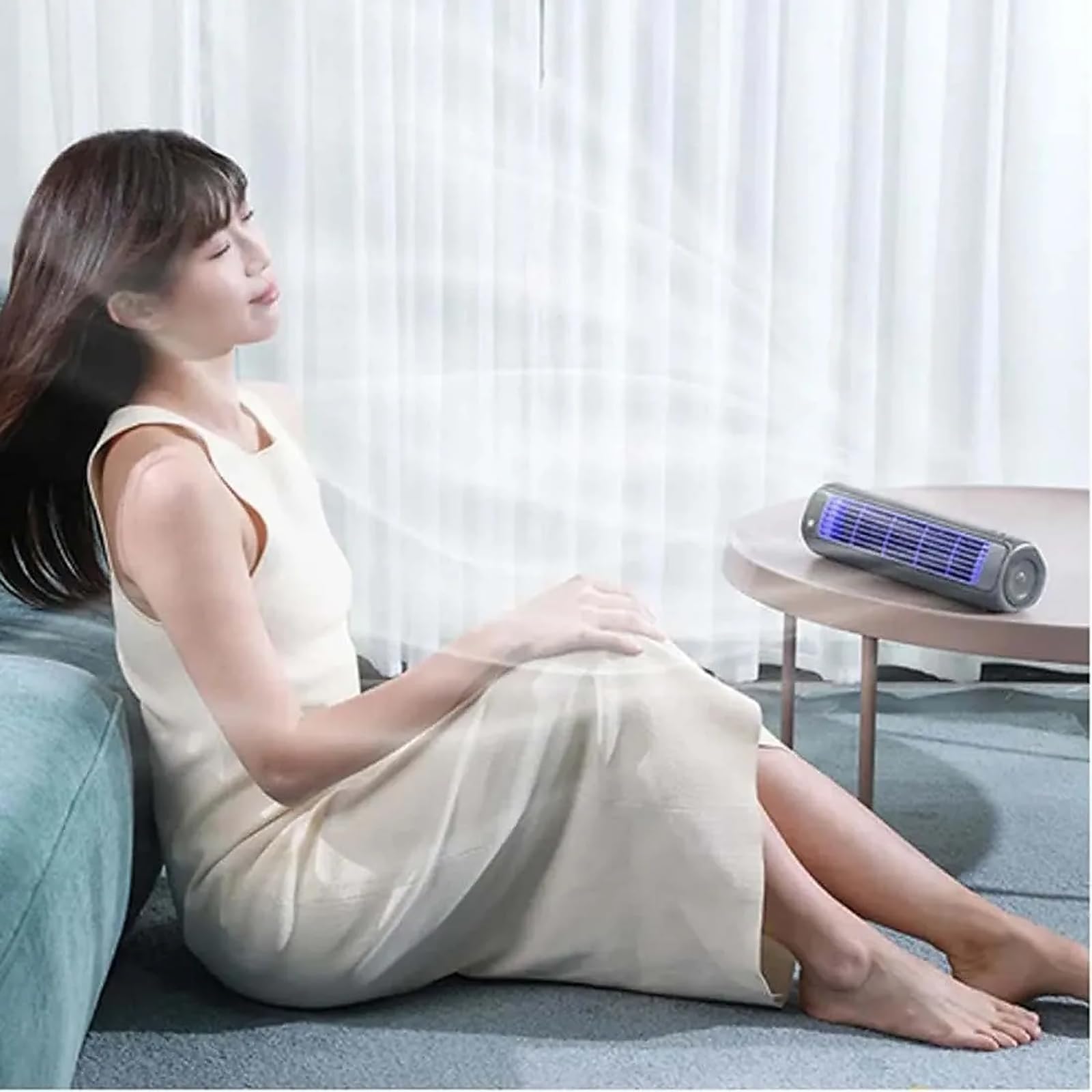 Acondicionador de aire portátil, ventilador de refrigeración recargable por USB con 3 velocidades, uso en pared o sobre mesa, unidad de enfriamiento silenciosa para dormitorio, hogar u oficina