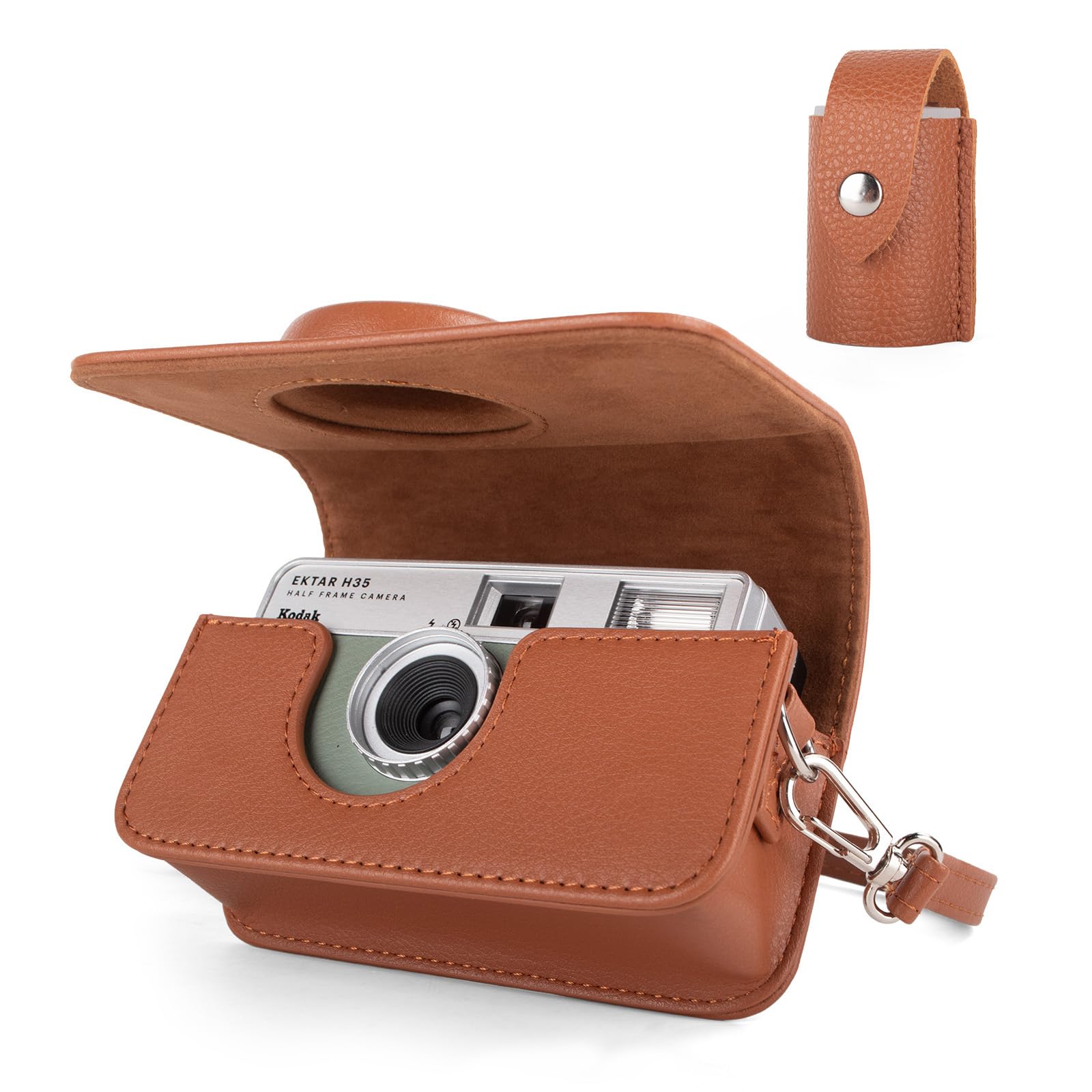 Étui de Protection Compatible avec Les appareils Photo argentiques Kodak EKTAR H35/H35N/Ultra F9/Vibe 501F, Sac de Transport en Cuir PU et étui de Rangement pour Films - Marron