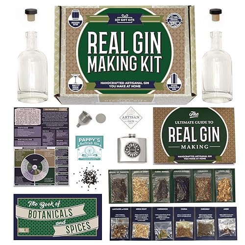 DIY Gift Kits Real Gin Making Kit Deluxe Edition  12 botánicos y especias, frasco de acero inoxidable, embudo y más  Ginebra artesanal hecha a mano