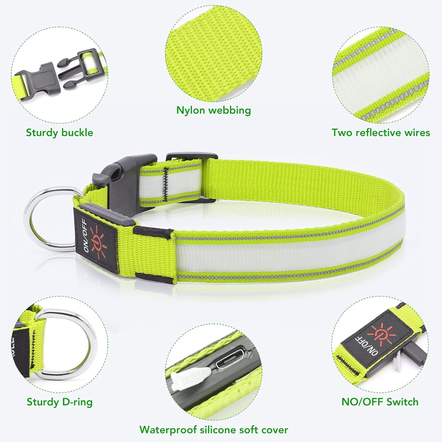 Visinite LED Dog Collar USB Rechargeable - Image 4