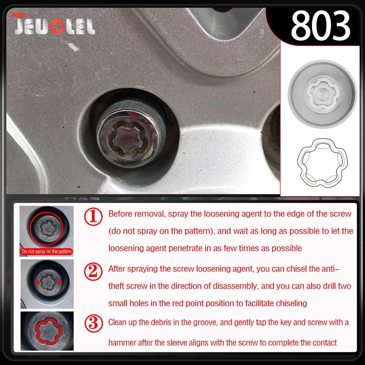 803 Wheel Locking Nut Key for Jeep Renegade Wrangler Cherokee Dodge Journey 2016-2020, 29mm Lock Bolt Inner Dia Anti-Theft Lug Nut Removal Tool