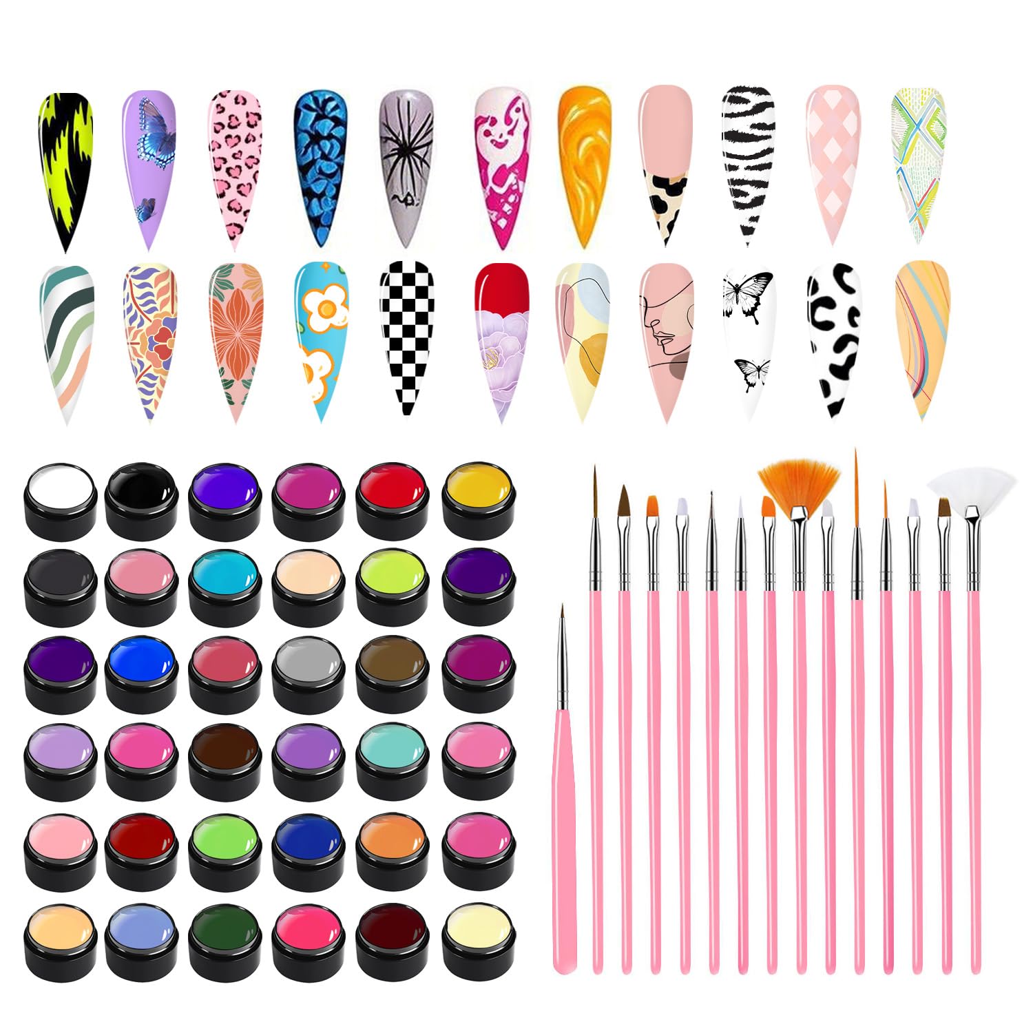 36 Colors Nail Painting Gel kit, Nail Paint for Nail Art Gel Polish For French Tip Tool Design For Home Salon DIY Nail Art,UV/LED Curing Required