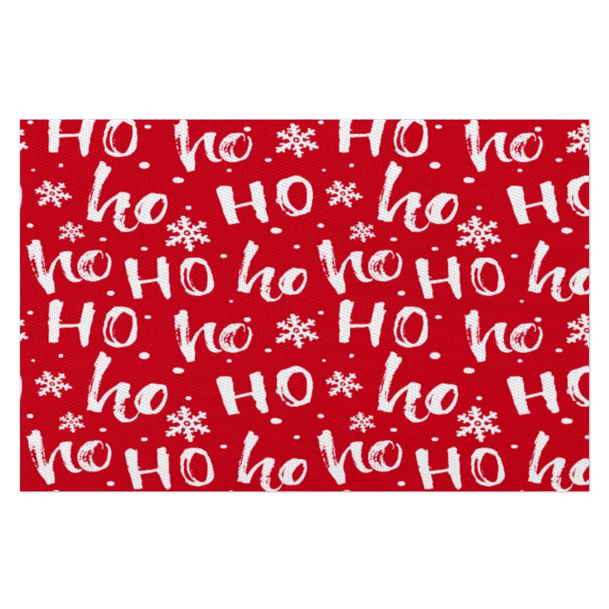 Christmas HOHOHO Placemats Set of 4 Xmas Sonwflakes Red Washable Wipeable Heat Resistant Table Mats PVC Plastic Woven Vinyl Place mats for Outdoor Indoor Dining Patio Party Holiday Decor