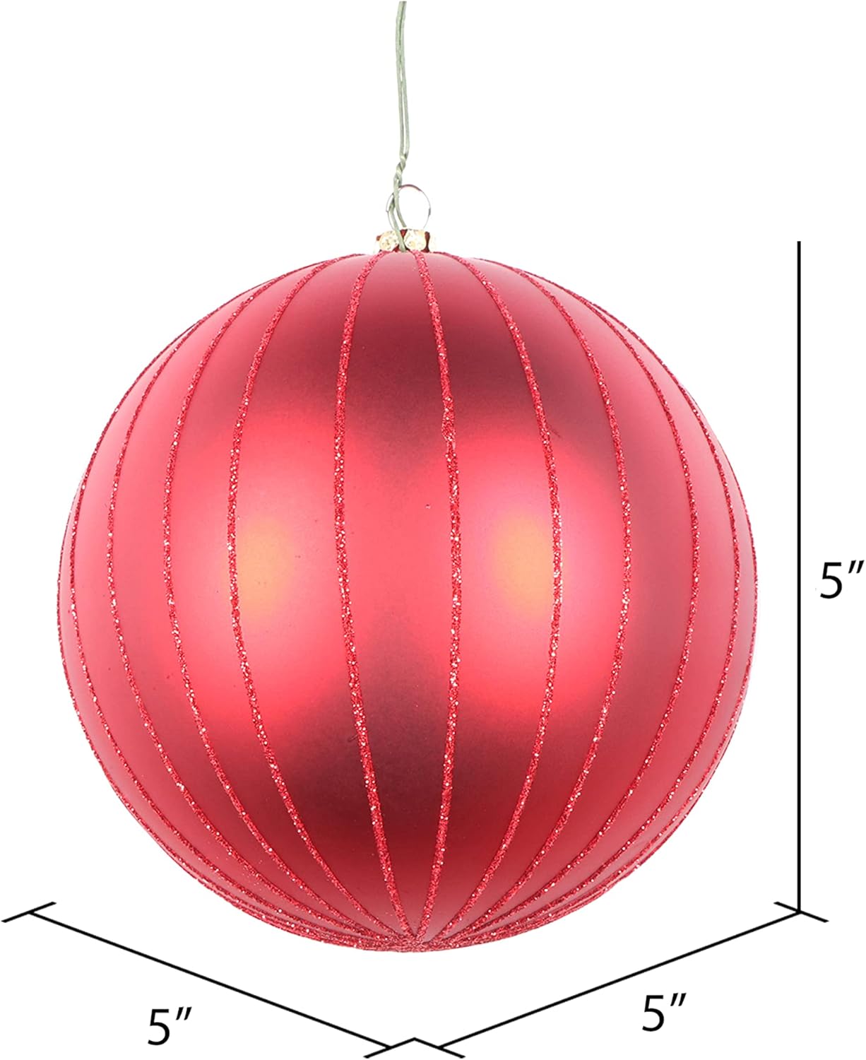 Vickerman 5" Red Matte Glitter Ball Christmas Ornament. Includes 4 Pieces per Bag.