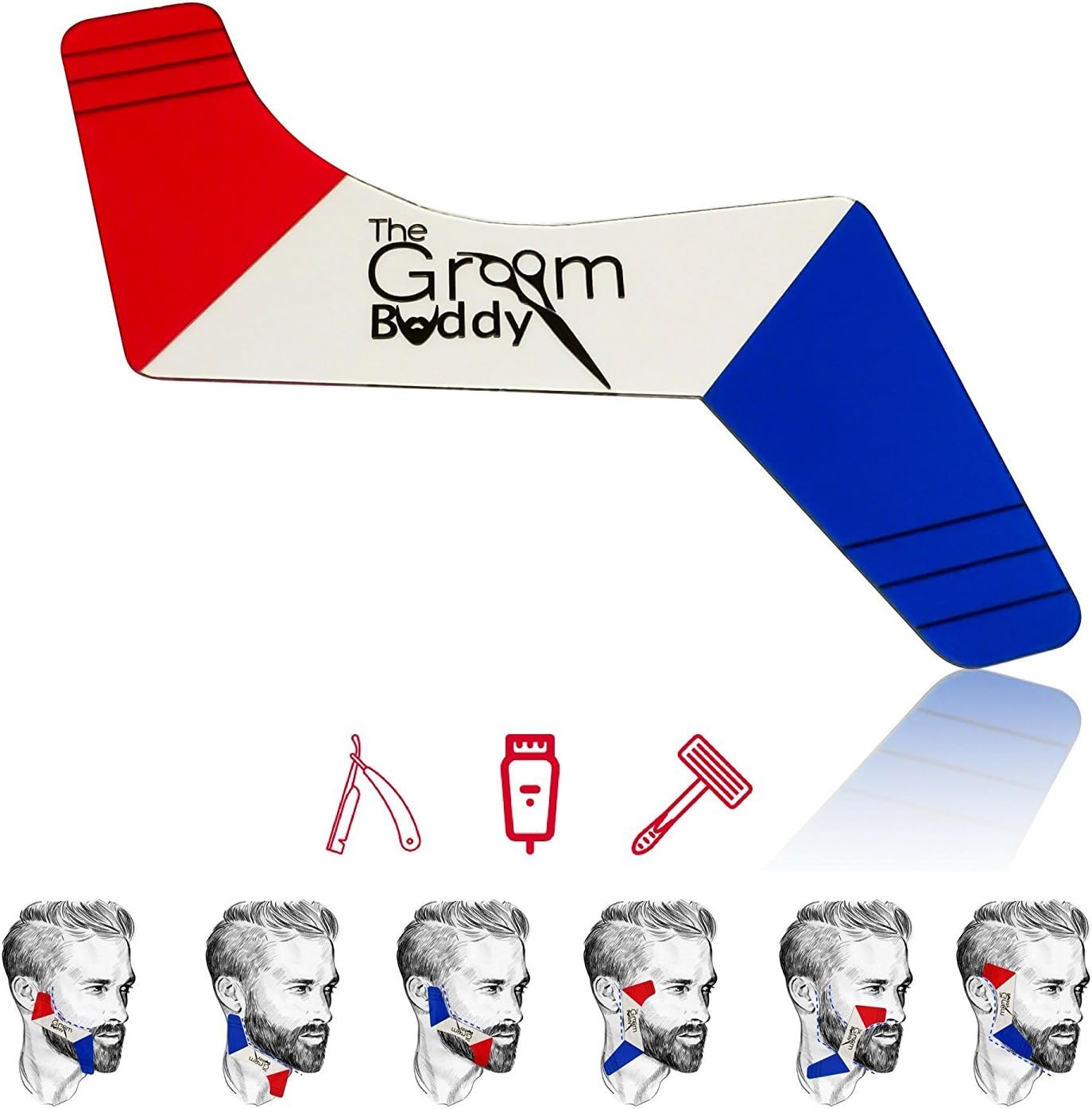 Beard Shaping Tool Template Beard Shaper Guide for Line Up and Edging Transparent Flexible Styling Stencil Work Flexible Tools for a Gentleman's Mustache Goatee Side Burns Neck Line up