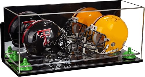 Miniatura 14 de Better Display Cases Acrílico 2 Mini casco de fútbol (no tamaño completo) vitrina con base de césped transparente (V46/A019)