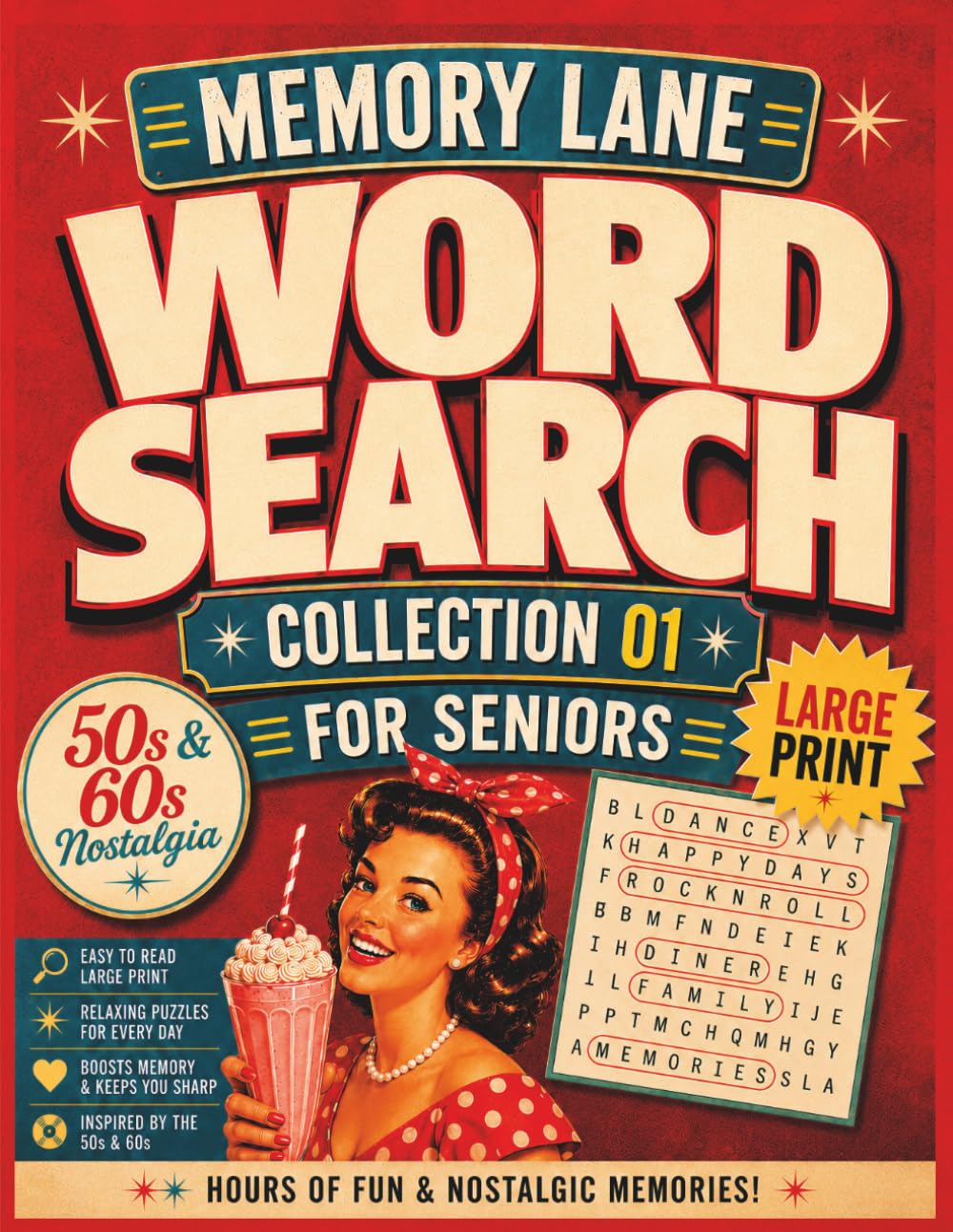 Memory Lane Word Search for Seniors: 70 Nostalgic Large Print Puzzles from the 1950s & 1960s