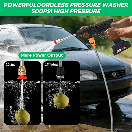 Miniatura 4 de Cordless Pressure Washer,600PSI Portable High Power Washer with 2 Nozzle,Foam Cannon,16.4FT High-Elastic Hose,Electric Handheld Cleaner Machine Tool