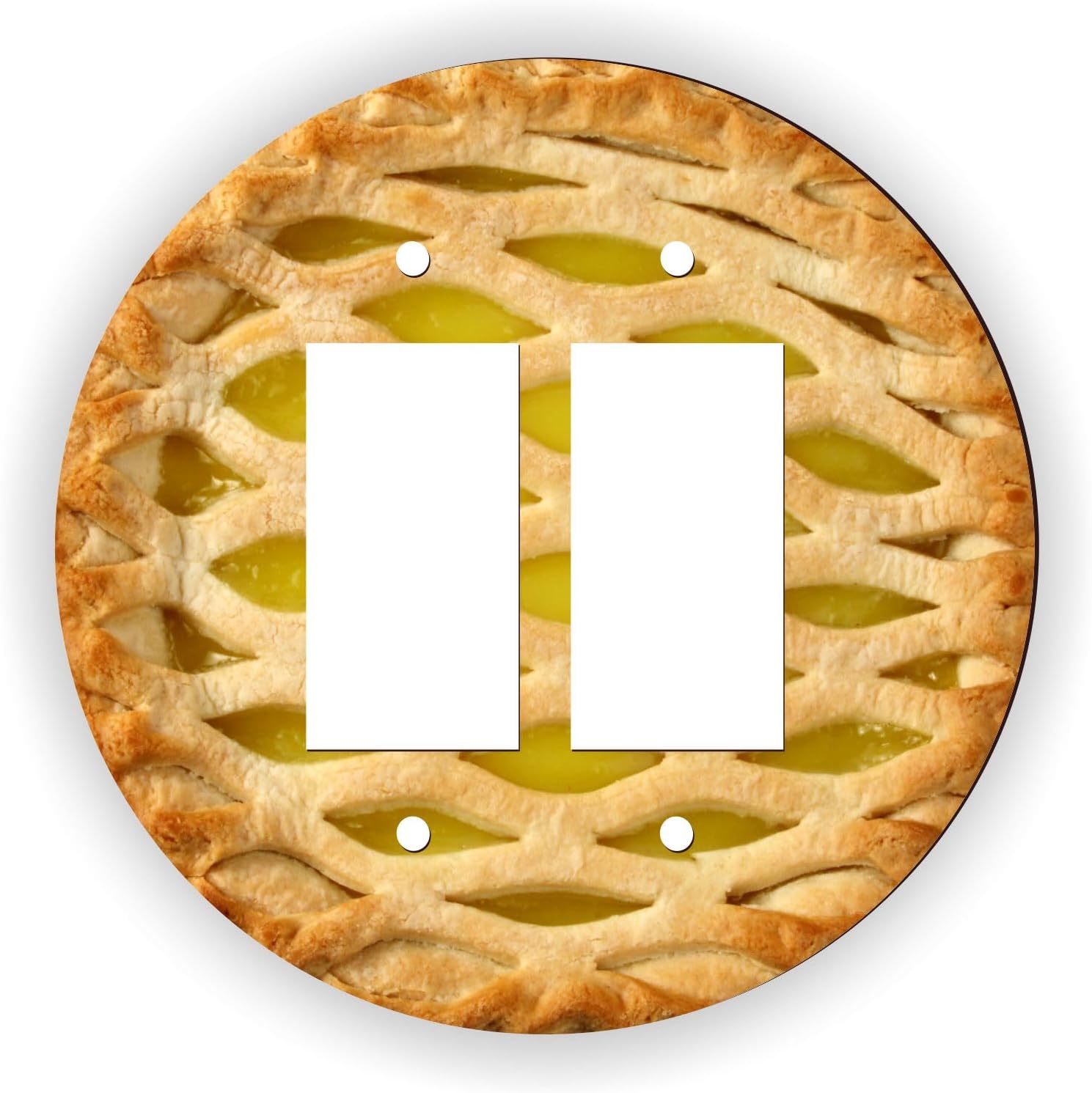 Pie with Yellow Jelly Filling Design - Round Double GFI Rocker Switch Plate Cover, Decorative Wall Plate, Modern Dual GFCI Outlet Cover for Home Decor