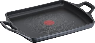 Tefal E2499845 Aroma On Plancha de aluminio fundido, Recubrimiento titanio antiadherente y thermosport, Aptas para todo tipo de cocinas, Base gruesa adecuada para inducción, 26 x 32 cm