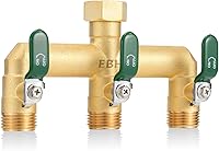 Vista 1 de EBH Garden Hose Splitter, 3-Way High Flow Heavy Duty Brass Outdoor Hose Manifold with Long Handles Full Flow Faucet Adapter- 3/4” GHT(Green)