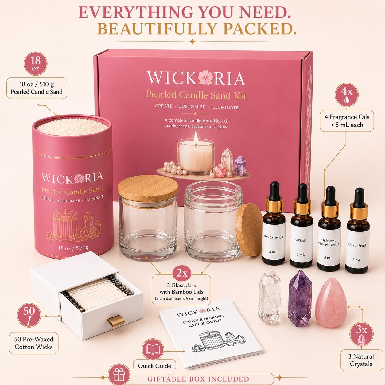 Kit di sabbia per candele perlate, 510,3 g, sabbia per candele con