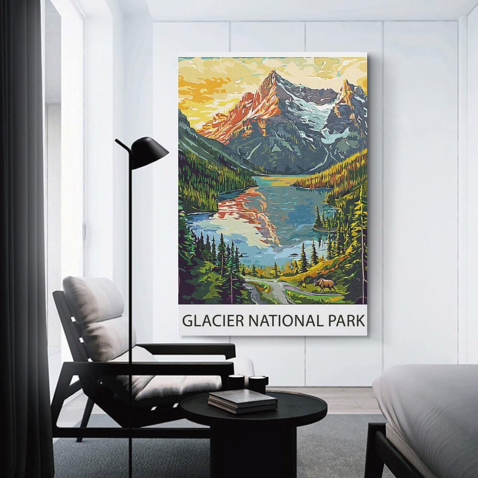 Junmoney Glacier National Park Landscape Room Decor Wall Art, 12x18inch(30x45cm), for Hallway, Lounge Or Guest Room, Gift Idea for Housewarming And Birthdays