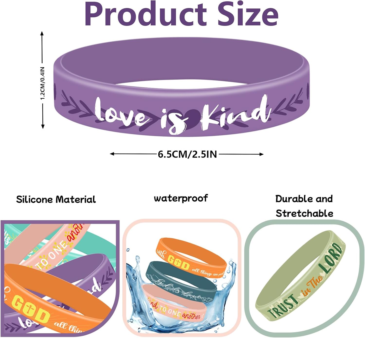 Lesnala 48 Pcs Bible verse bracelets 6 Styles Religious silicone wristband Jesus wristbands Motivational christian silicone bracelets for Men Women Party Church Supplies - Image 7