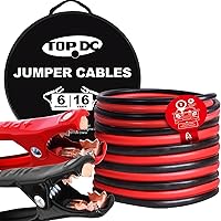 TOPDC 6 Gauge 16FT Heavy Duty Jumper Cables for Cars, SUVs & Trucks - Booster Cables with Rust-Proof Clamps & Waterproof Bag