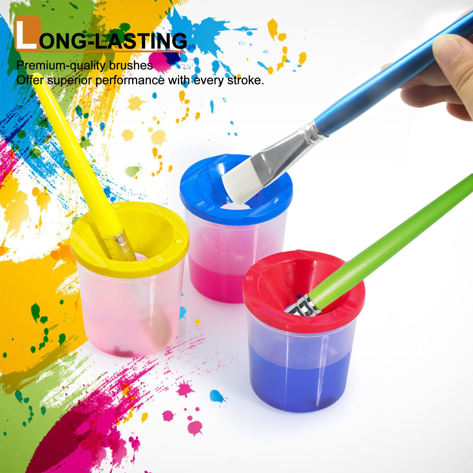 Lot de 36 pinceaux de peinture en vrac pour enfants, pour la rentrée scolaire, pinceaux plats et ronds pour tout-petits et salles de classe, manche court en bois