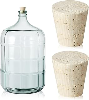 2 Pcs Carboy Cork Stopper, Glass Carboy Cap for 1, 3, 5, 6 Gallon Glass Water Jug, Wood Tapered Fermentation Cap Cork Stoppers, 1 x 1.5 x 1.6 Inches