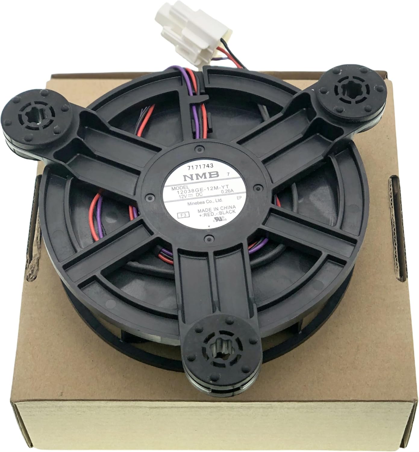 12038GE-12M-YT Refrigerator Cooling Fan Motor Compatible with Haier Refrigerator, 3-Wire Variable Frequency Refrigerator Cooling Fan DC 12V 0.26A