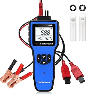 OBDRESOURCE Automotive Car Fuel Injector Tester and Adapter Kit,12V Vehicle Fuel System Diagnostic Tool with LED Display,10 Pulse Modes Injector Tester,12V/5V DC Output Power