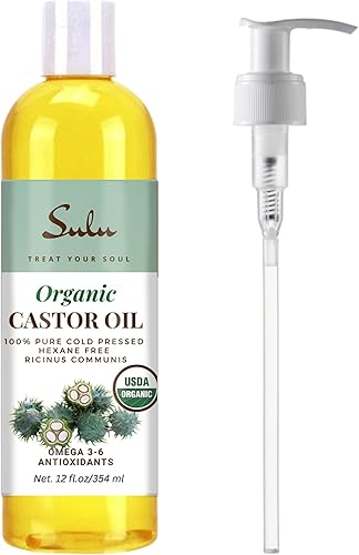 12 onzas de aceite de ricino libre de hexano prensado en frío USP