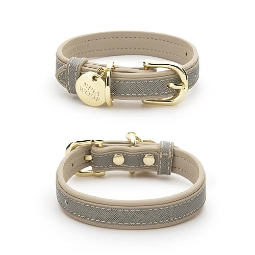 Nina Woof London Collar de Piel Vegana para Perro, de Lujo, Bonito, con Hebilla Ajustable