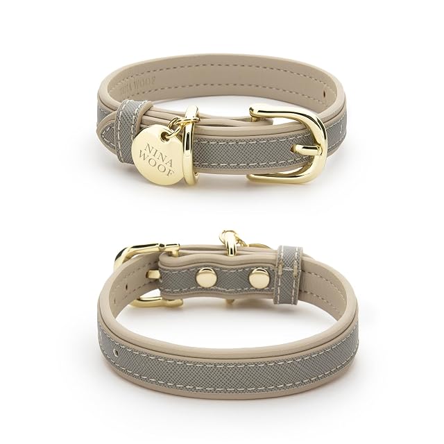 Nina Woof London Collar de Piel Vegana para Perro, de Lujo, Bonito, con Hebilla Ajustable