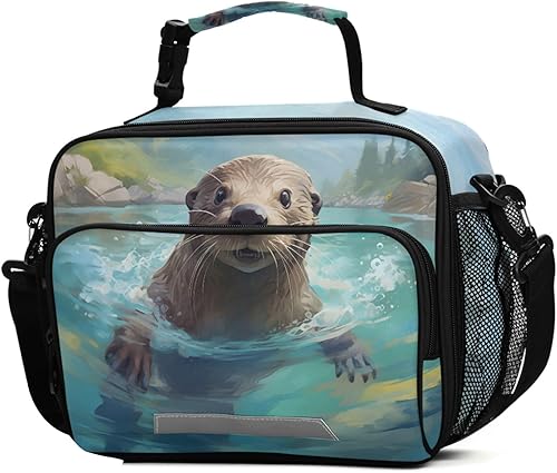 ALAZA Lonchera con diseño de galaxia y dinosaurio para niños, reutilizable, con correa para el hombro