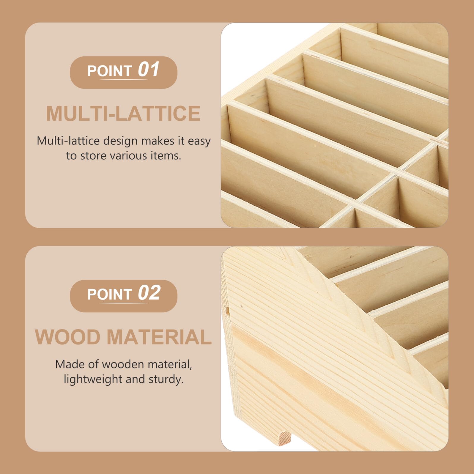 Scatola Portaoggetti da Scrivania per Telefoni Scomparti | Legno Beige, per Ufficio e Laboratorio Riparazioni, Ordine su Piano di Lavoro