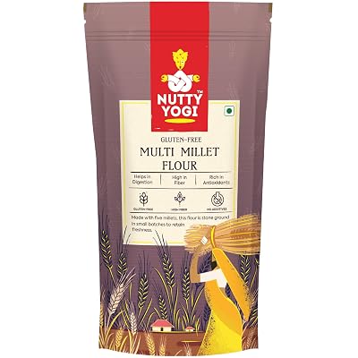 Nutty Yogi 5 Multi Millet Flour l Gluten Free l Grain-Free, l Amaranth, Bajra, Foxtail Millet, Sorghum, Ragi l Diet Food