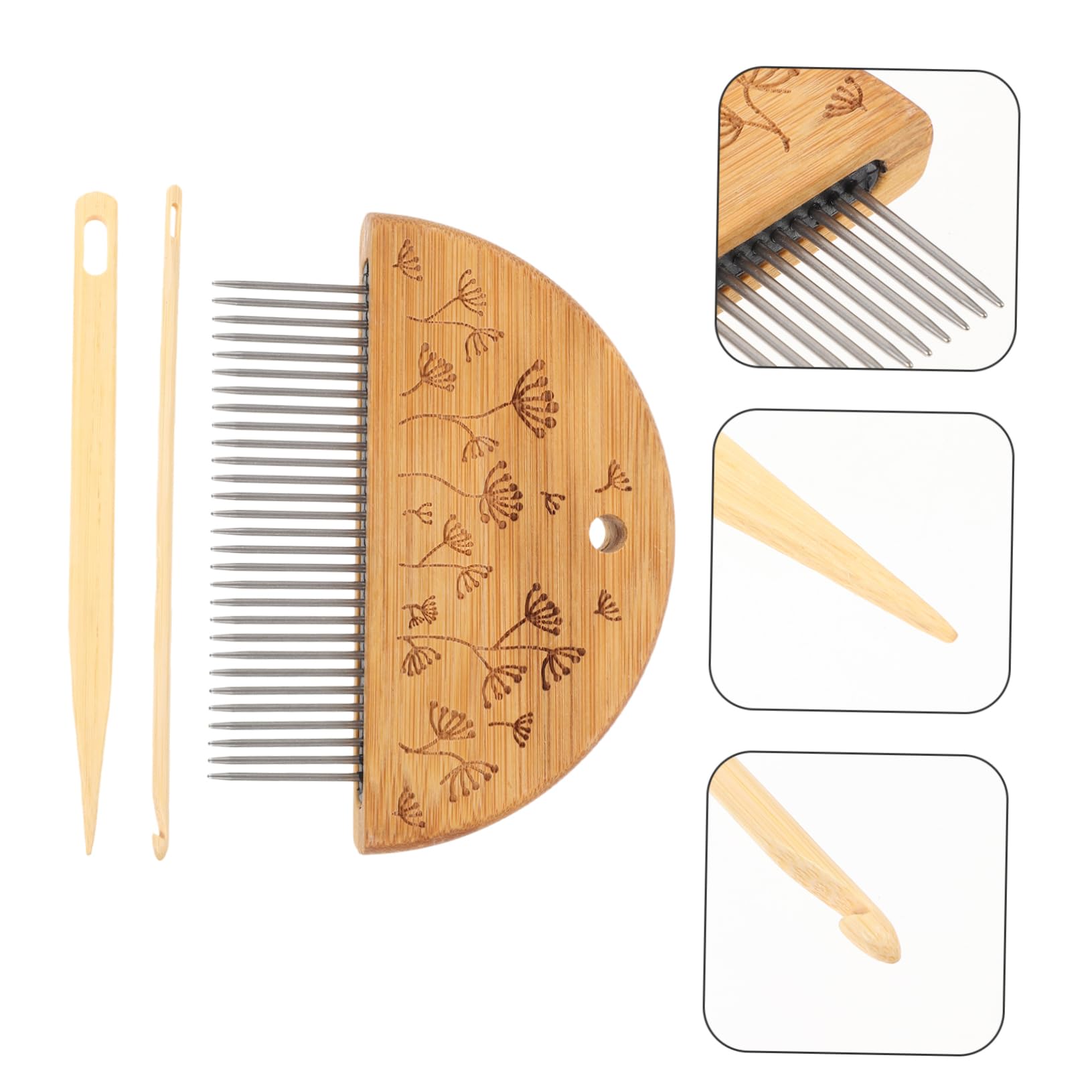 VILLCASE Wooden Loom Comb Set Weaving Tools Knitting Needle Tapestry Making Kit Handmade Crafts