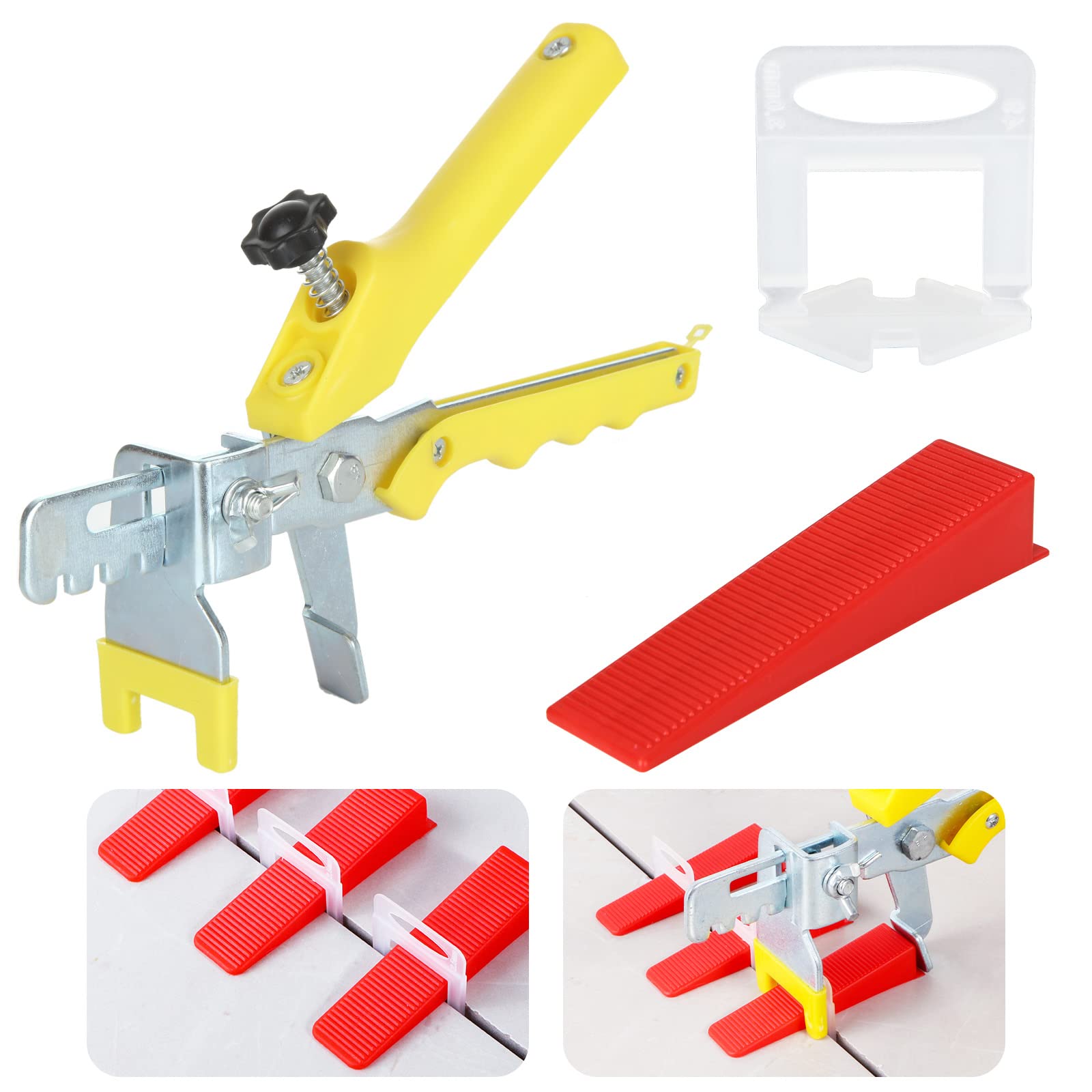Set di 601 Sistema di Livellamento, Linguetta di Livellamento 1.5 mm, con 500 Linguette di Trazione, 100 Cunei Riutilizzabili, 1 Pinza per Aiutare la Posa di Piastrelle 6-15 mm di Spessore