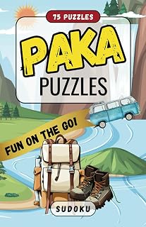 PAKA Puzzles Travel Size Puzzle Book | Sudoku Edition: 75 puzzles. Different difficulty levels. Solutions included. For teens, adults, and seniors.