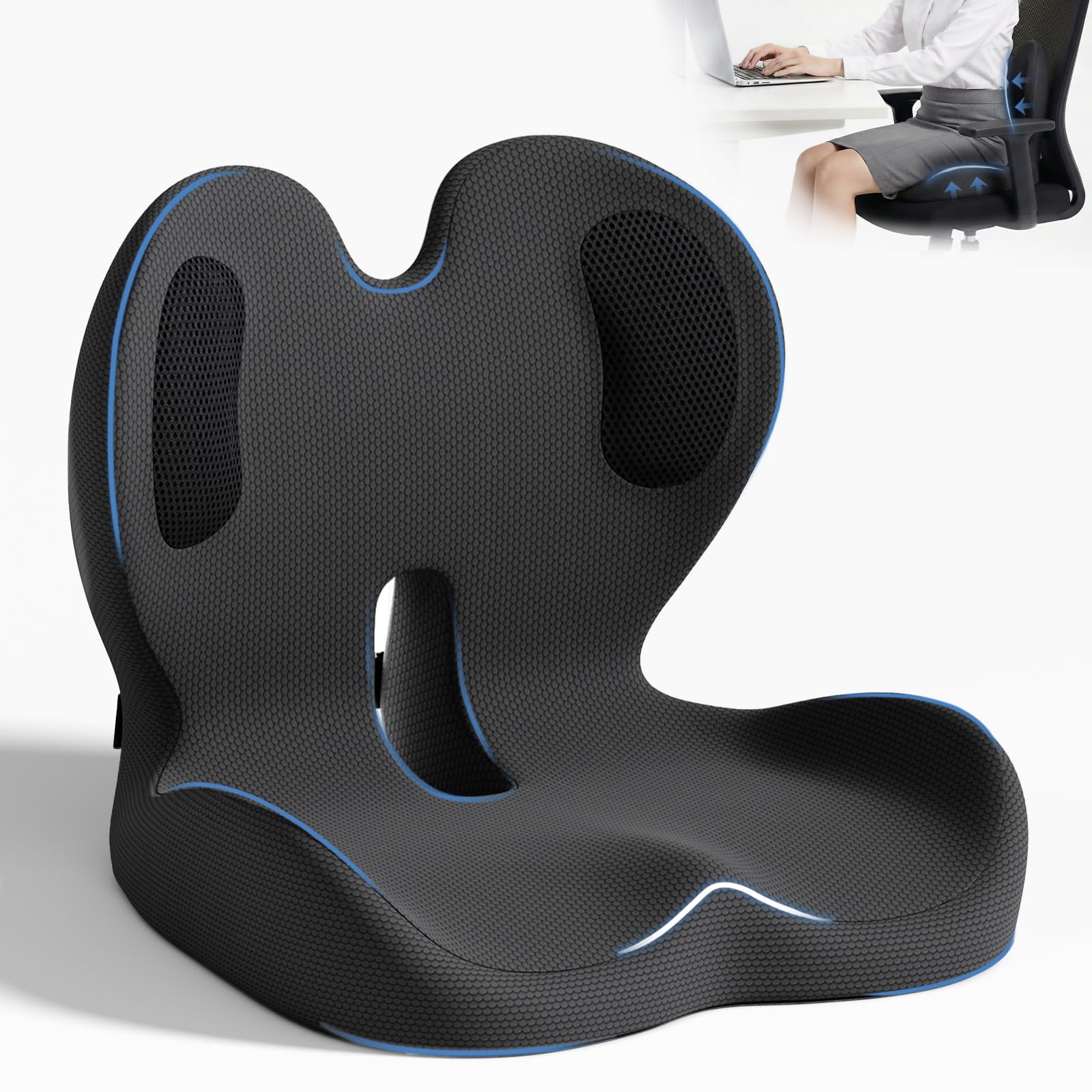 Photo 1 of ECONVCE Memory Foam Seat Cushion, Black