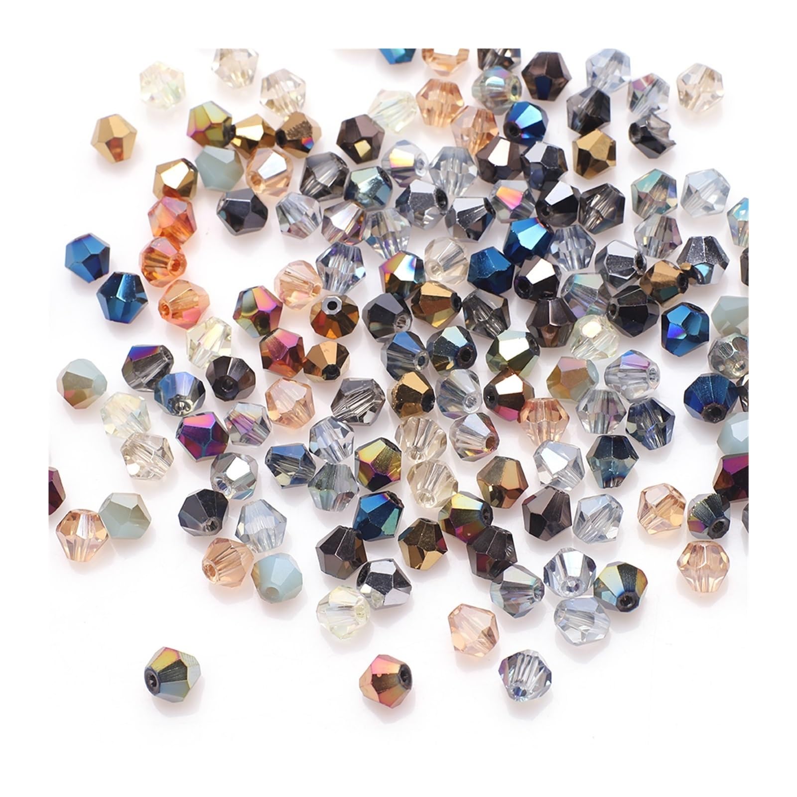 UZAMIRLEX Bicone Shaped Glass Beads, Faceted Glass Crystal Bicone Beads Multicolor 2-10mm For Jewelry Making Crafts(Dd Mixed,8mm 35pcs)