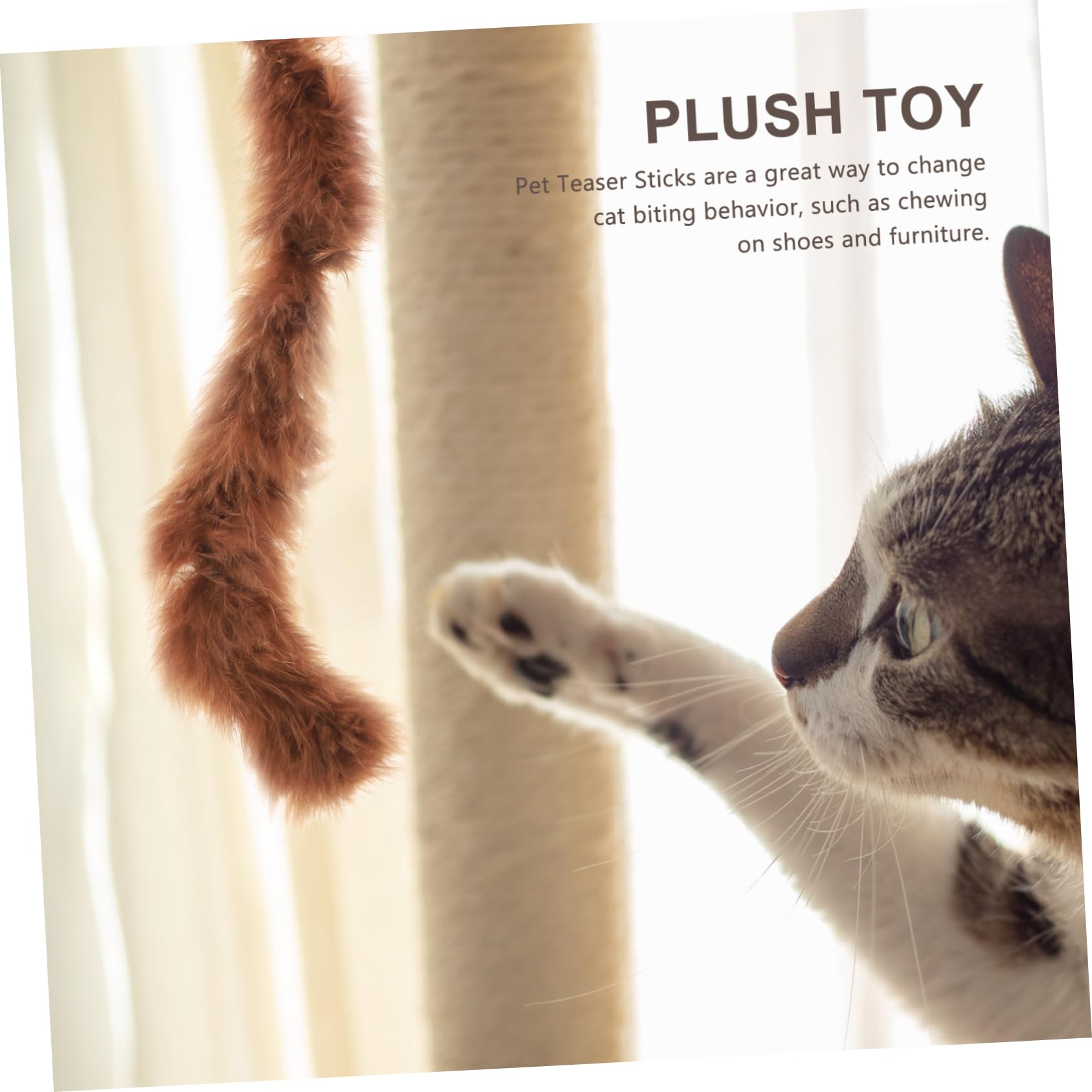 Happyyami STK Katzensauger Katzenteaser Lustige Teaser Plüsch-Teaser Interaktives Katzenspielzeug Mit Zauberstab Glockenteaser Lange Teaser Lustiger Stock Kunststoff Selbst Spielen