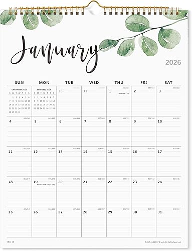 Calendario mensual de pared 2026, desde enero de 2026 a junio de 2027, 12 x 15 pulgadas, encuadernación de doble alambre, perfecto para organizar y