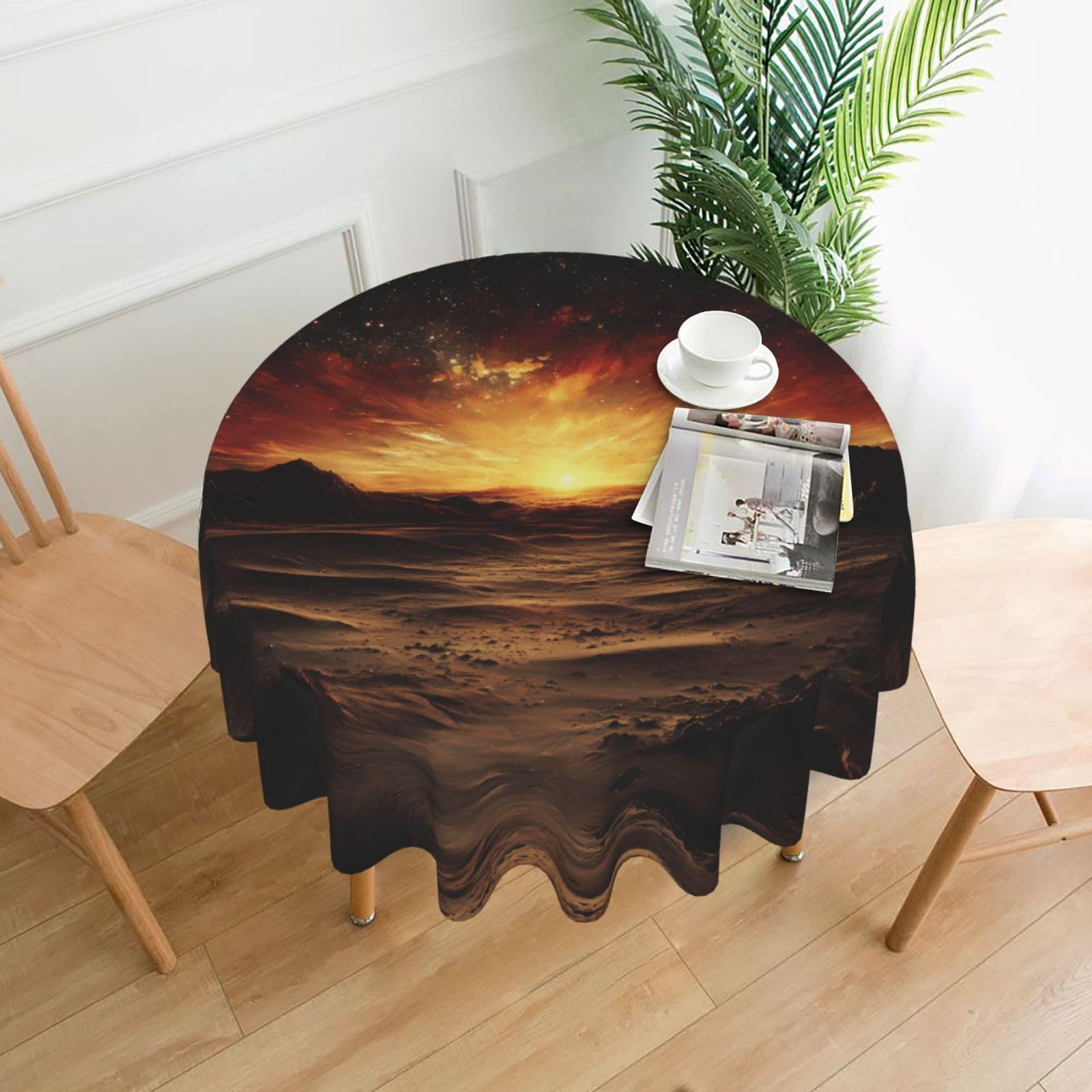 HLBSDM Gorgeous Sunset Scenery Printed Practical Round Tablecloth, Durable, Suitable for Home, Restaurant, Hotel, Gathering, and Decorative Table Covers
