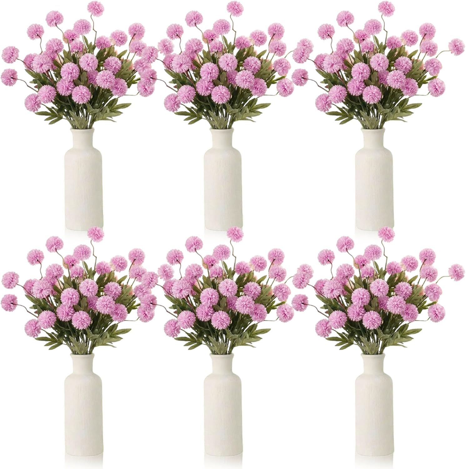 24 Pcs Artificial Chrysanthemum Flowers Faux Kiku Pompon Mums Silk Floral Picks for Spring Wedding Centerpieces DIY Bouquet Home Decor(White)