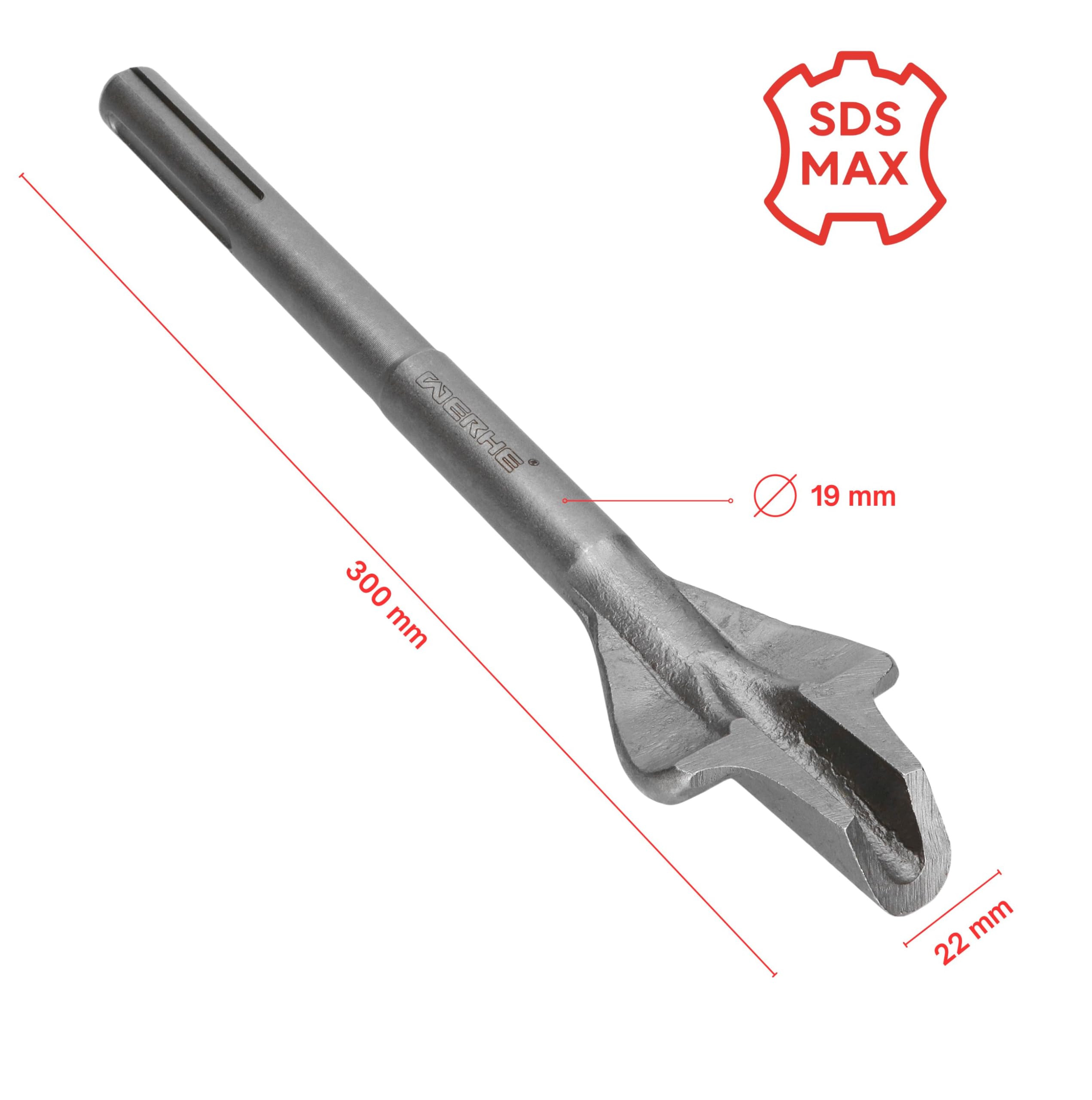 WERHE® SDS MAX 60 x 300 mm cincel volante - cincel de canal para martillo perforador - gubia para cincelar en ladrillo y hormigón