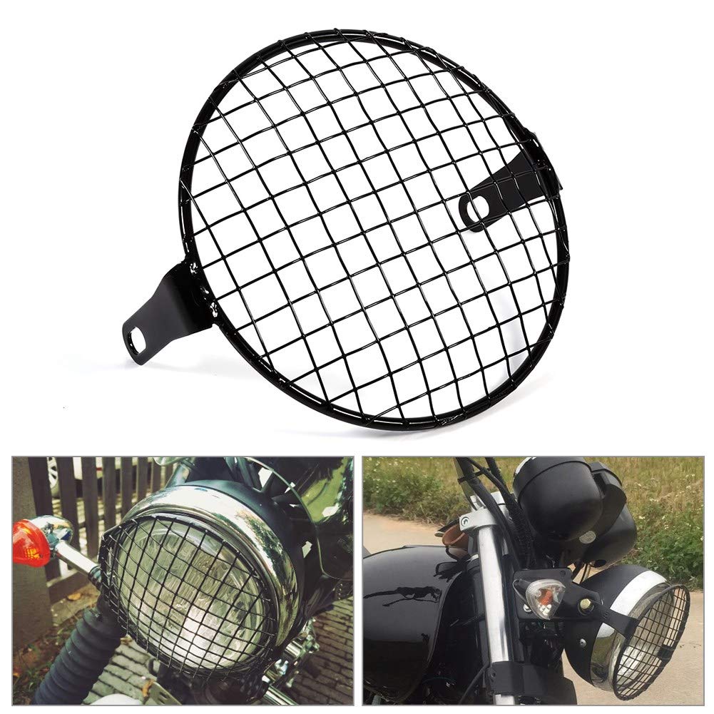 6.3 "Retro Design Moto Faro Grill Copertura, Durevole Side Mount Paralume Cafe Racer Interceptor 650 griglia faro 7 "faro grill himalayan cafe rac