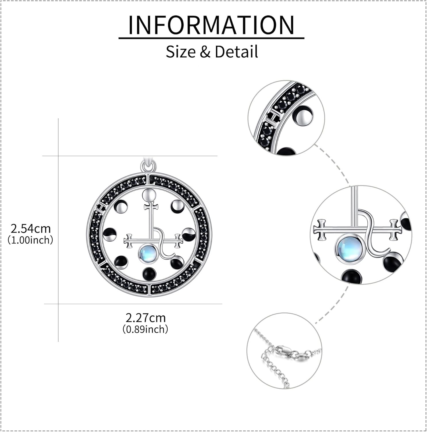 ONEFINITY Lilith Necklace 925 Sterling Silver Moon Phase Moonstone Pendant Necklace Sigil of Lilith Jewelry Mothers Gifts for Women Mom Grandma - Image 5