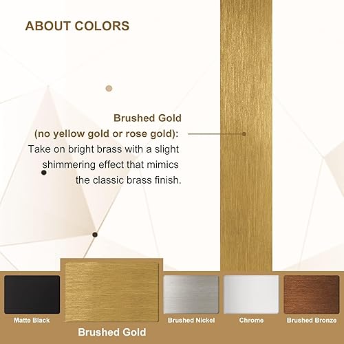 Miniatura 7 de ANDY STAR Espejo de baño dorado de 30 x 40 pulgadas para pared, espejo rectangular de esquina redondeada de metal de latón cepillado, moderno