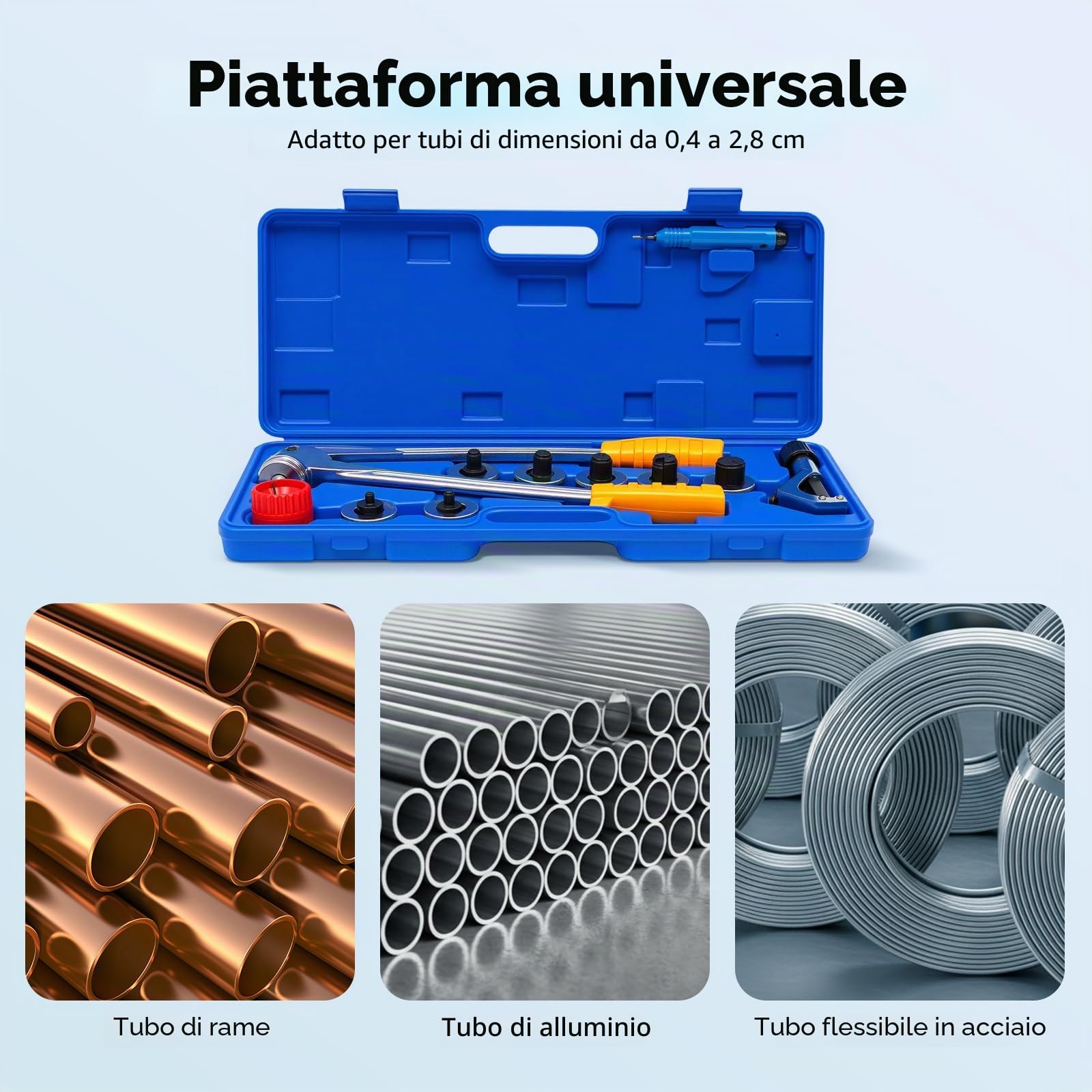 Set espansore manuale per tubi sanitari da 10 mm a 28 mm, teste in metallo e rame, set di espansione per tubi, set espansore manuale per tubi da 0,4-1,1 pollici, espansore per tubi